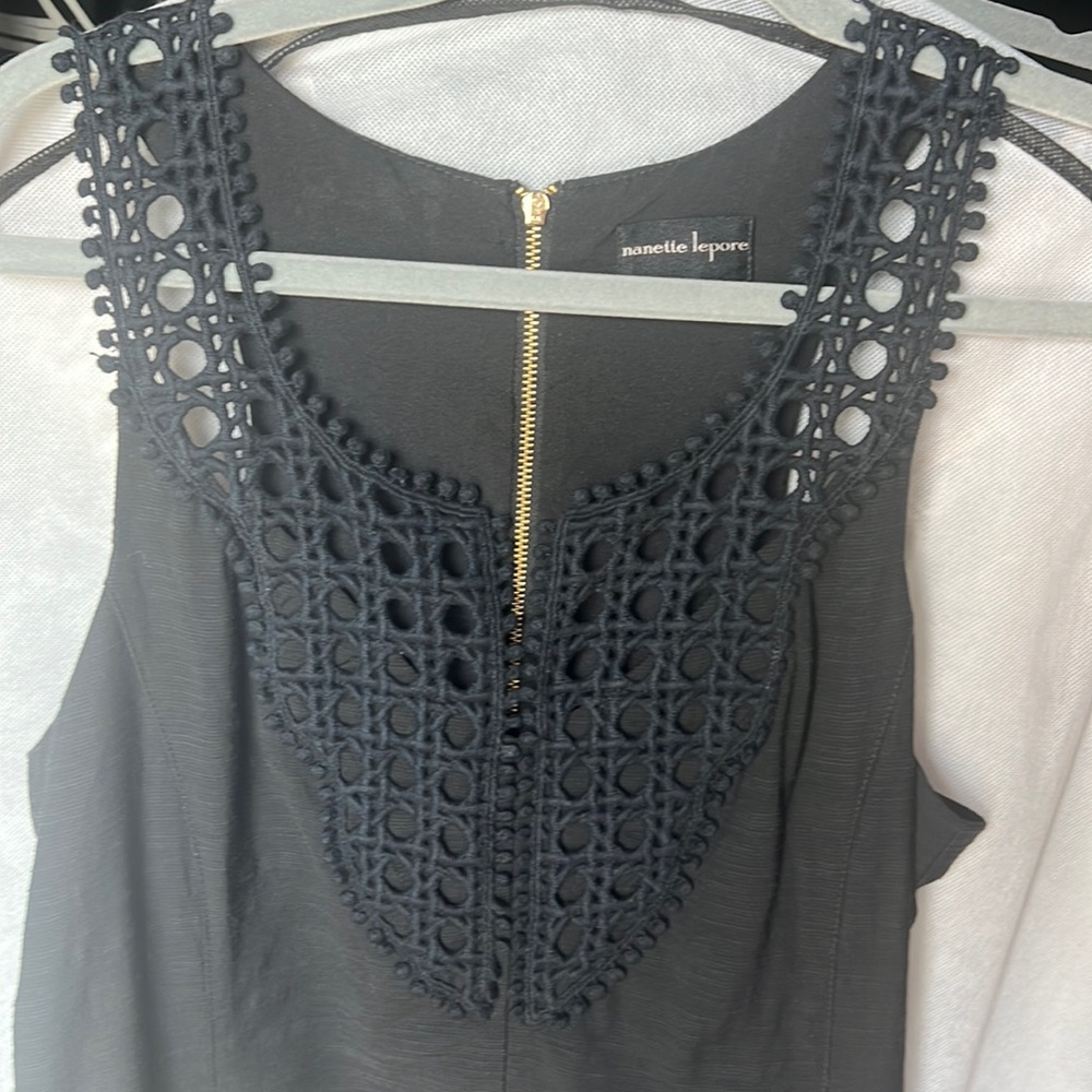 Navy summer dress - sz 8 - gold back zipper detailed neck and has liner